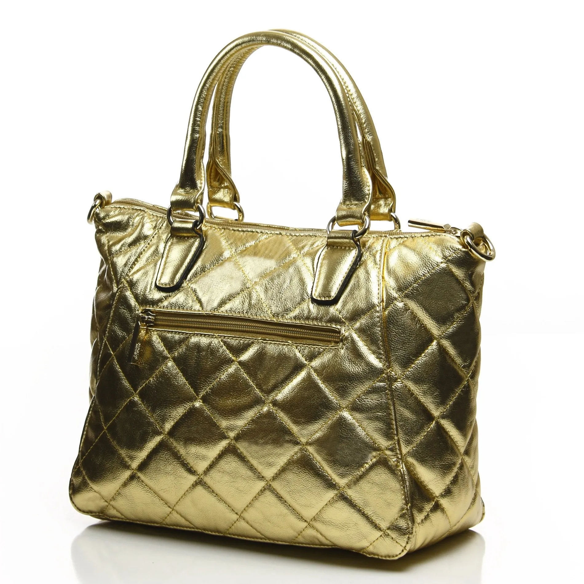 Quilted Metallic Antoinette Satchel Bag