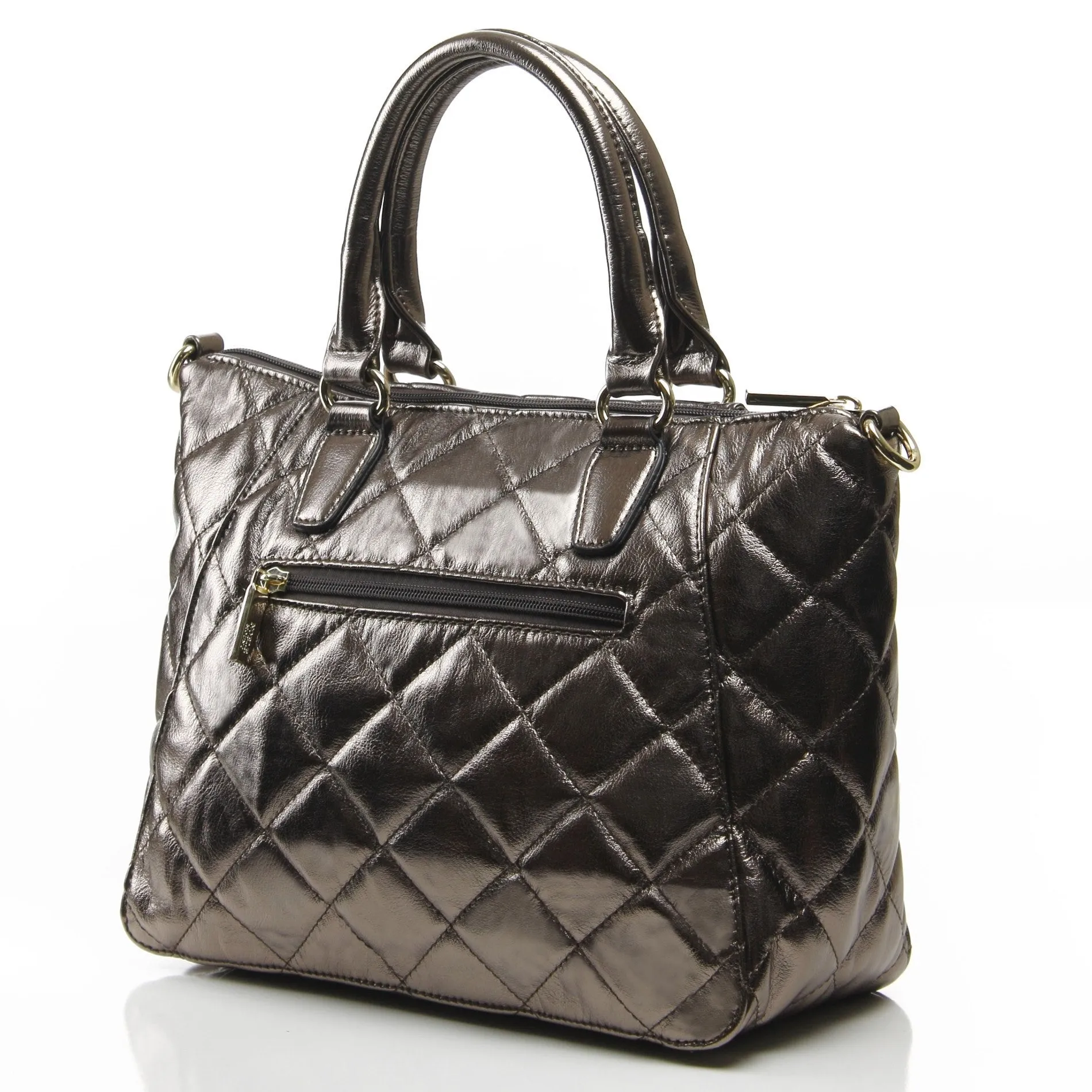 Quilted Metallic Antoinette Satchel Bag