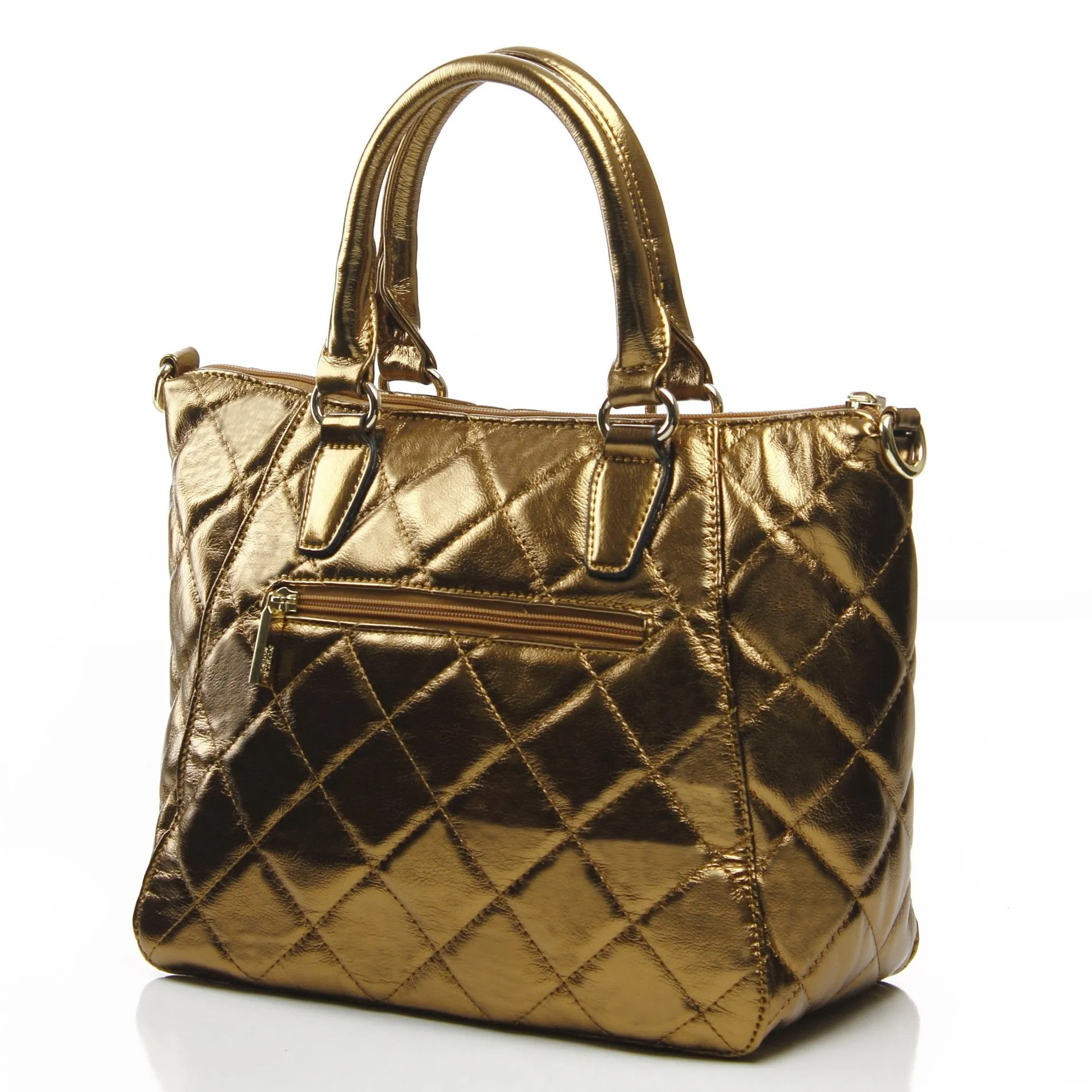 Quilted Metallic Antoinette Satchel Bag