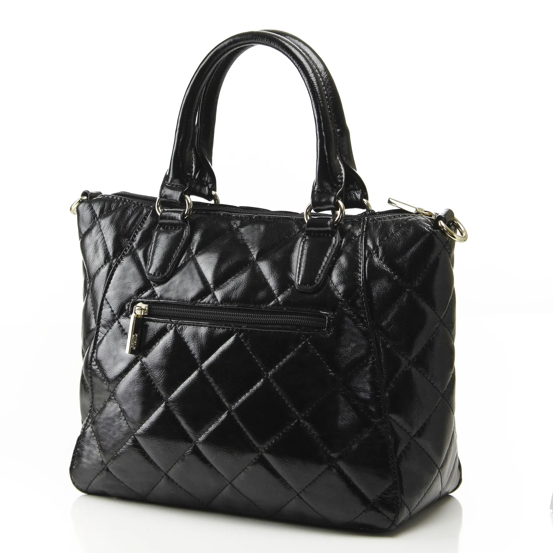 Quilted Metallic Antoinette Satchel Bag