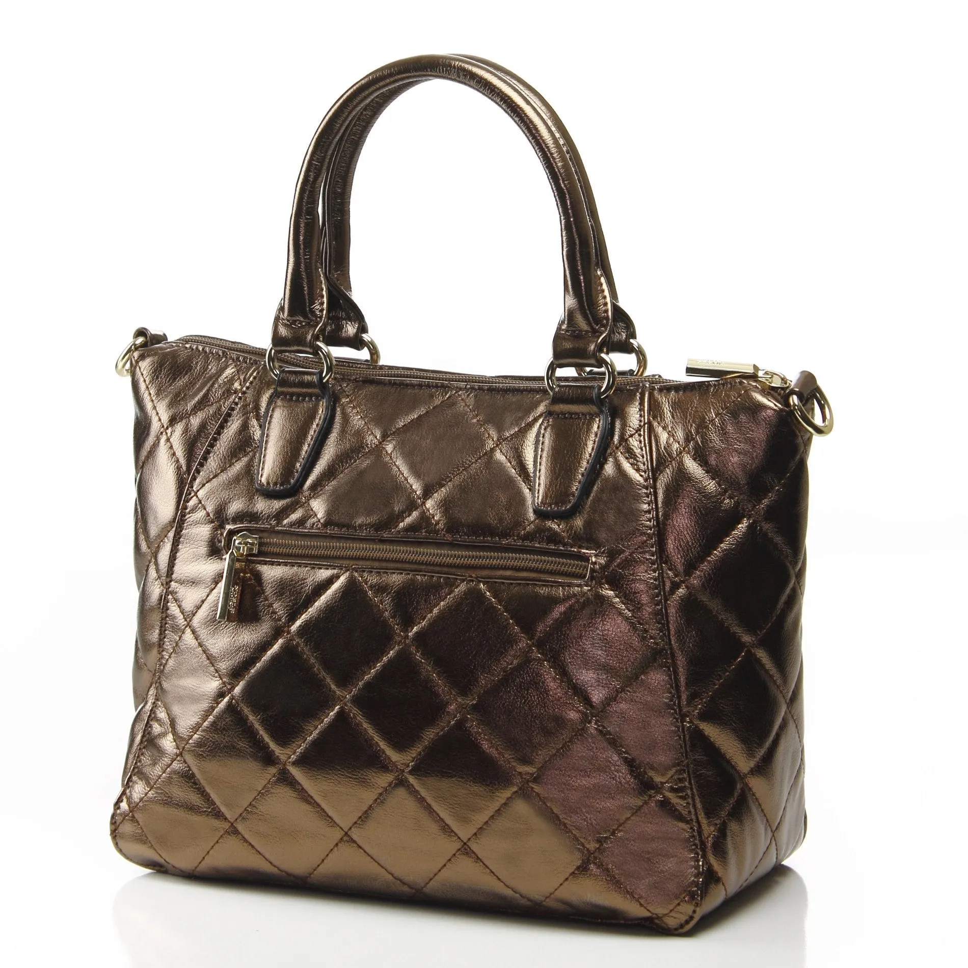 Quilted Metallic Antoinette Satchel Bag