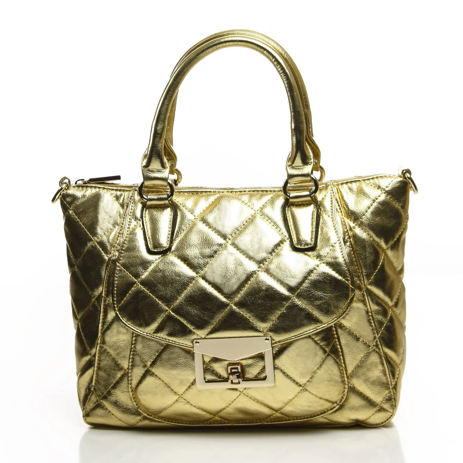 Quilted Metallic Antoinette Satchel Bag