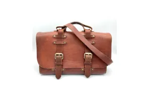 Seasoned No. 4311 - Large Scotch Grunge Leather Satchel with Rear Insert & Rollerboard Strap