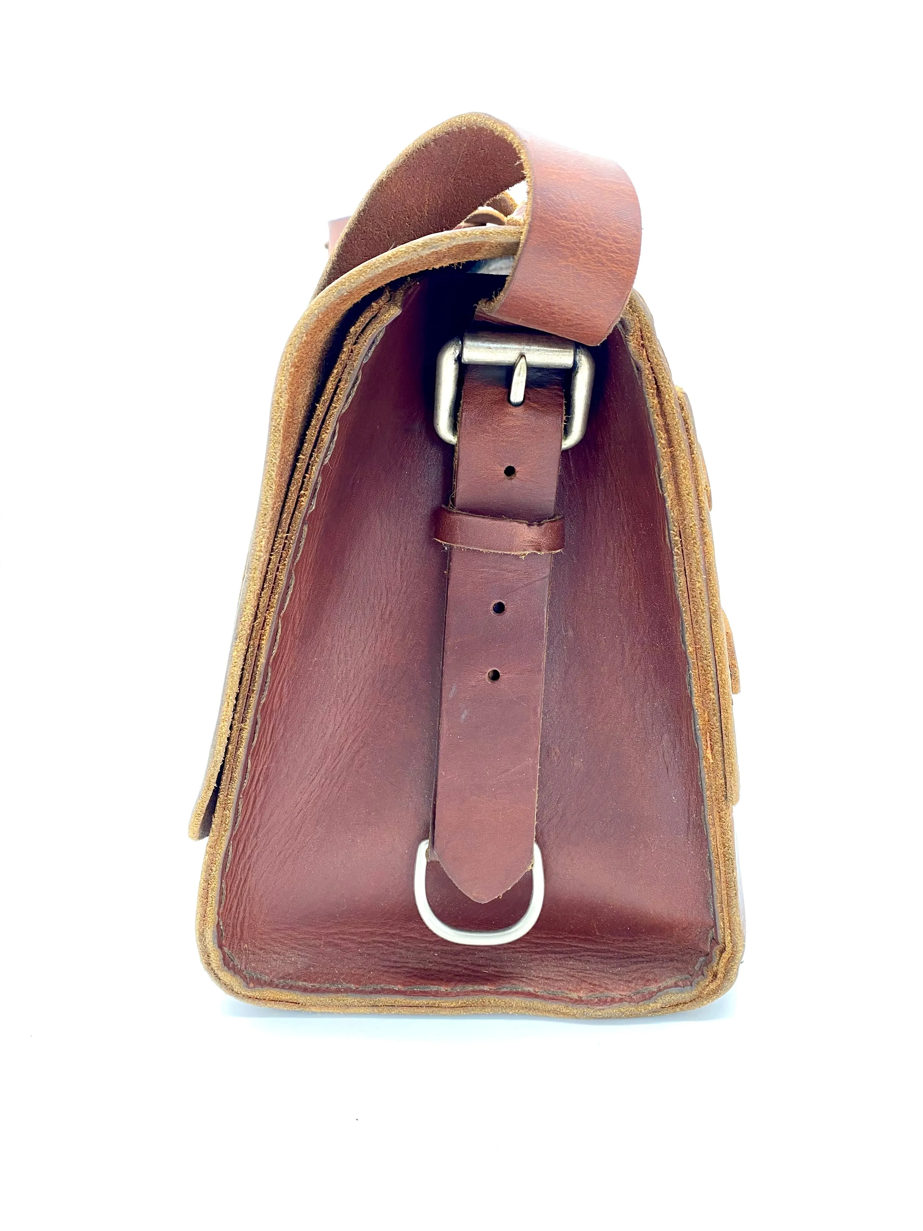 Seasoned No. 4311 - Large Scotch Grunge Leather Satchel with Rear Insert & Rollerboard Strap