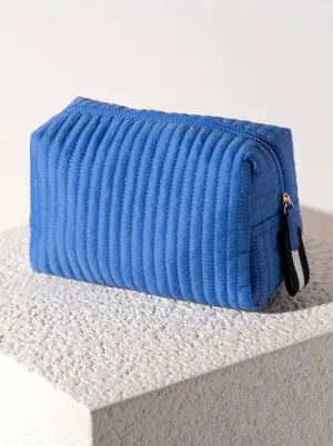 Shiraleah Ezra Quilted Nylon Large Boxy Cosmetic Pouch, Ultramarine