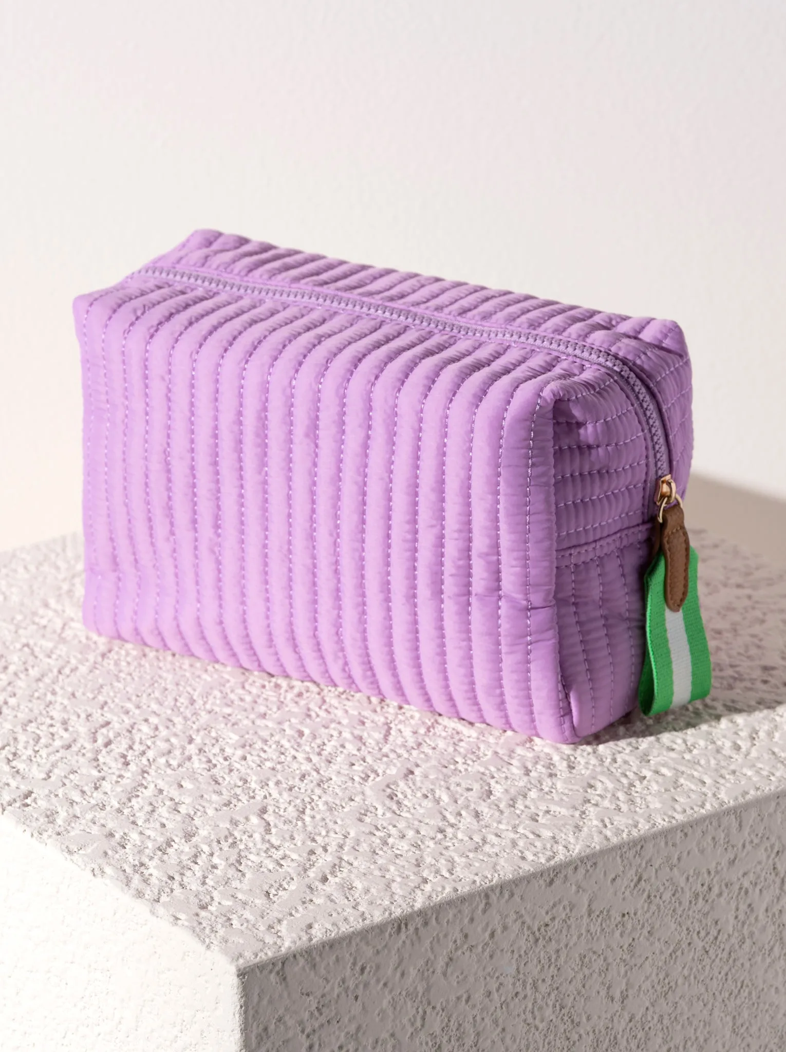 Shiraleah Ezra Quilted Nylon Large Cosmetic Pouch, Lilac