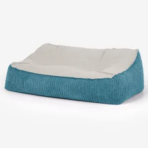 Sloucher Bean Bag Sofa - Boucle & Cord Aegean Blue