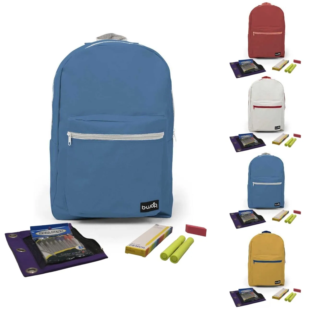 Wholesale 1st-12th Grade Base Kit (24 Items per Kit) in 18'' Standard Backpack - 12 kits per case