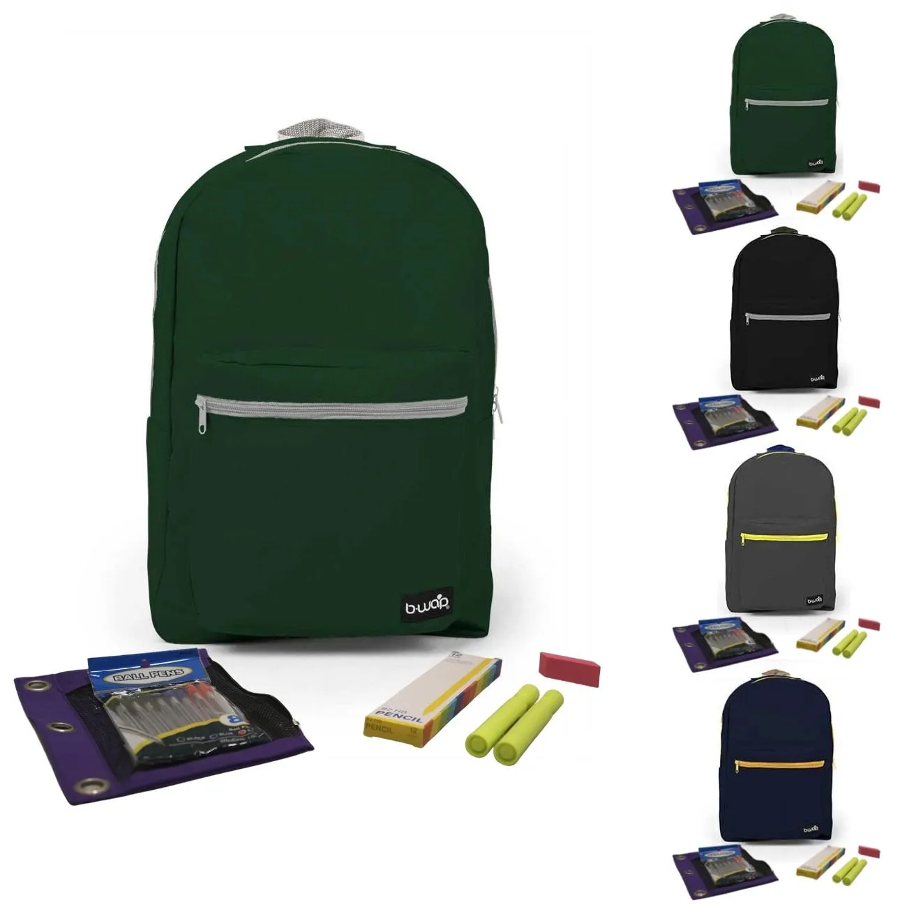 Wholesale 1st-12th Grade Base Kit (24 Items per Kit) in 18'' Standard Backpack - 12 kits per case