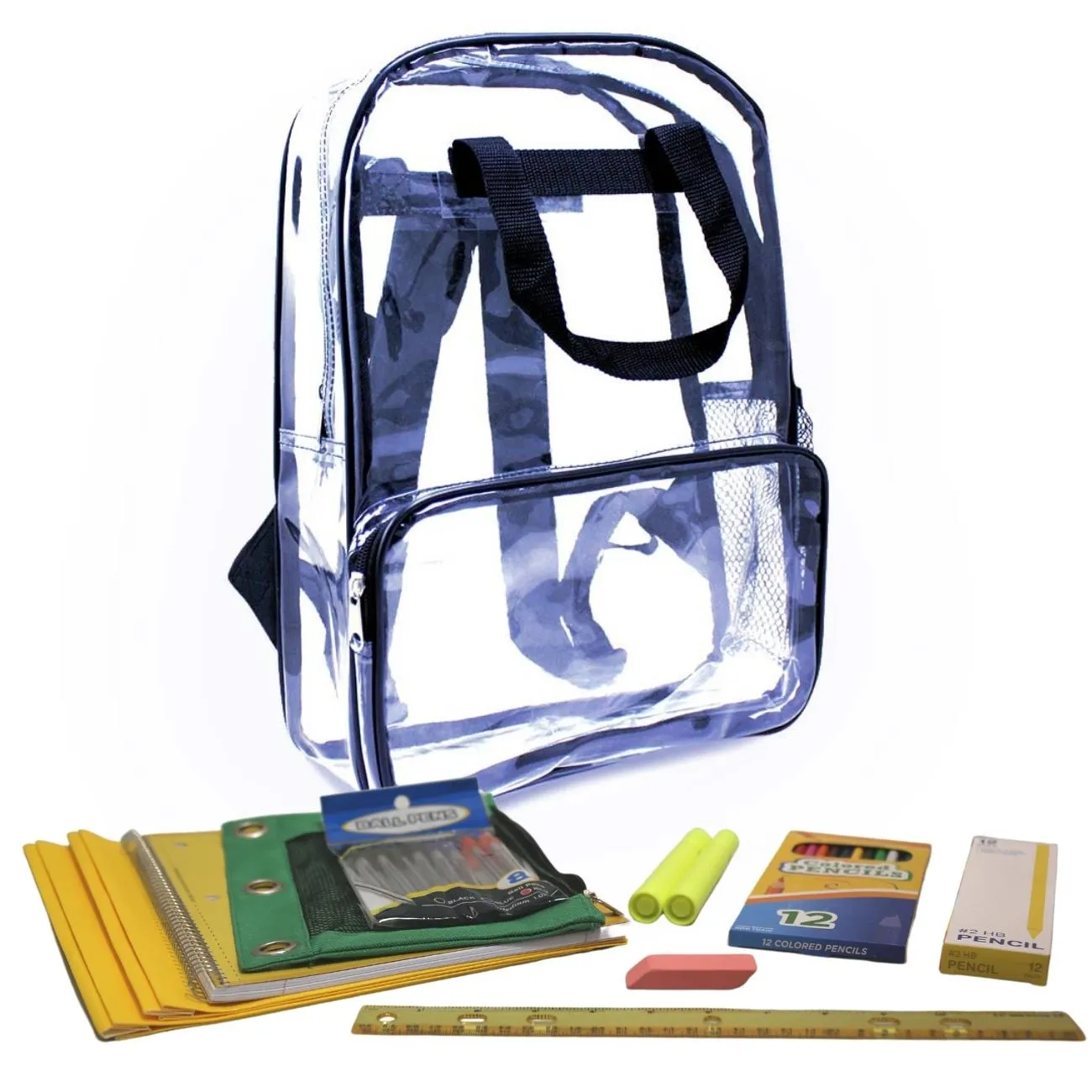 Wholesale 1st-12th Grade Essentials Kit (40 Items per Kit) in 18" Clear Backpack