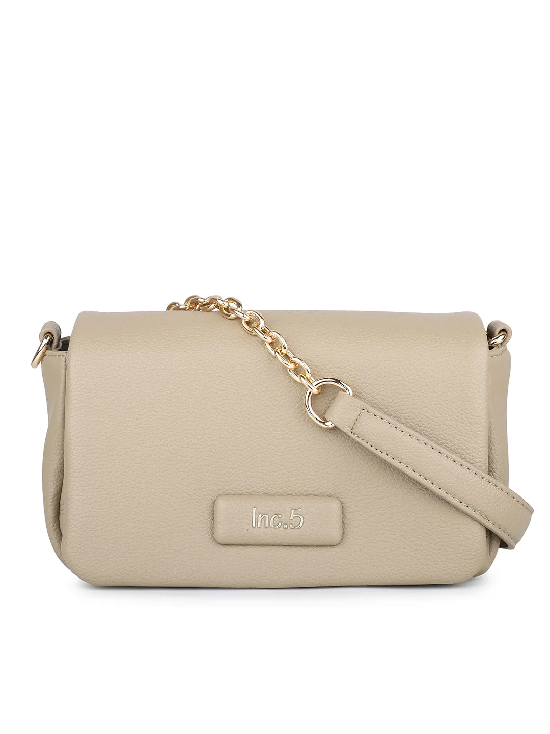 Women Beige Solid Sling Bag