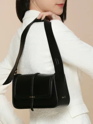 Women Black Solid Structured Sling Bag