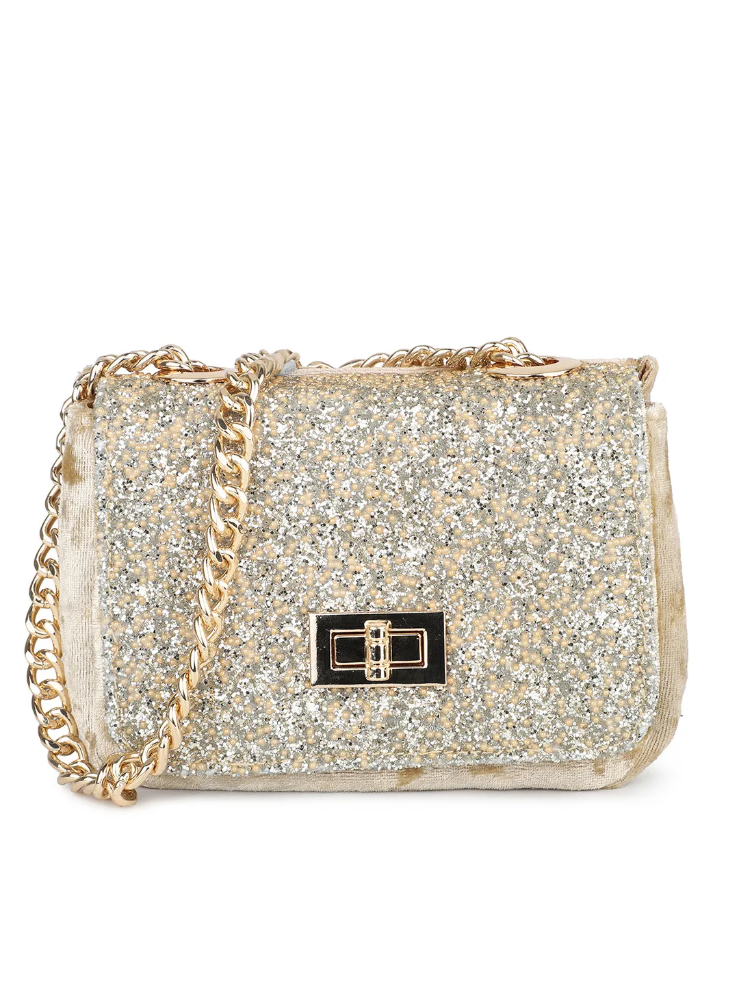 Women Gold Embellished Sling Bag