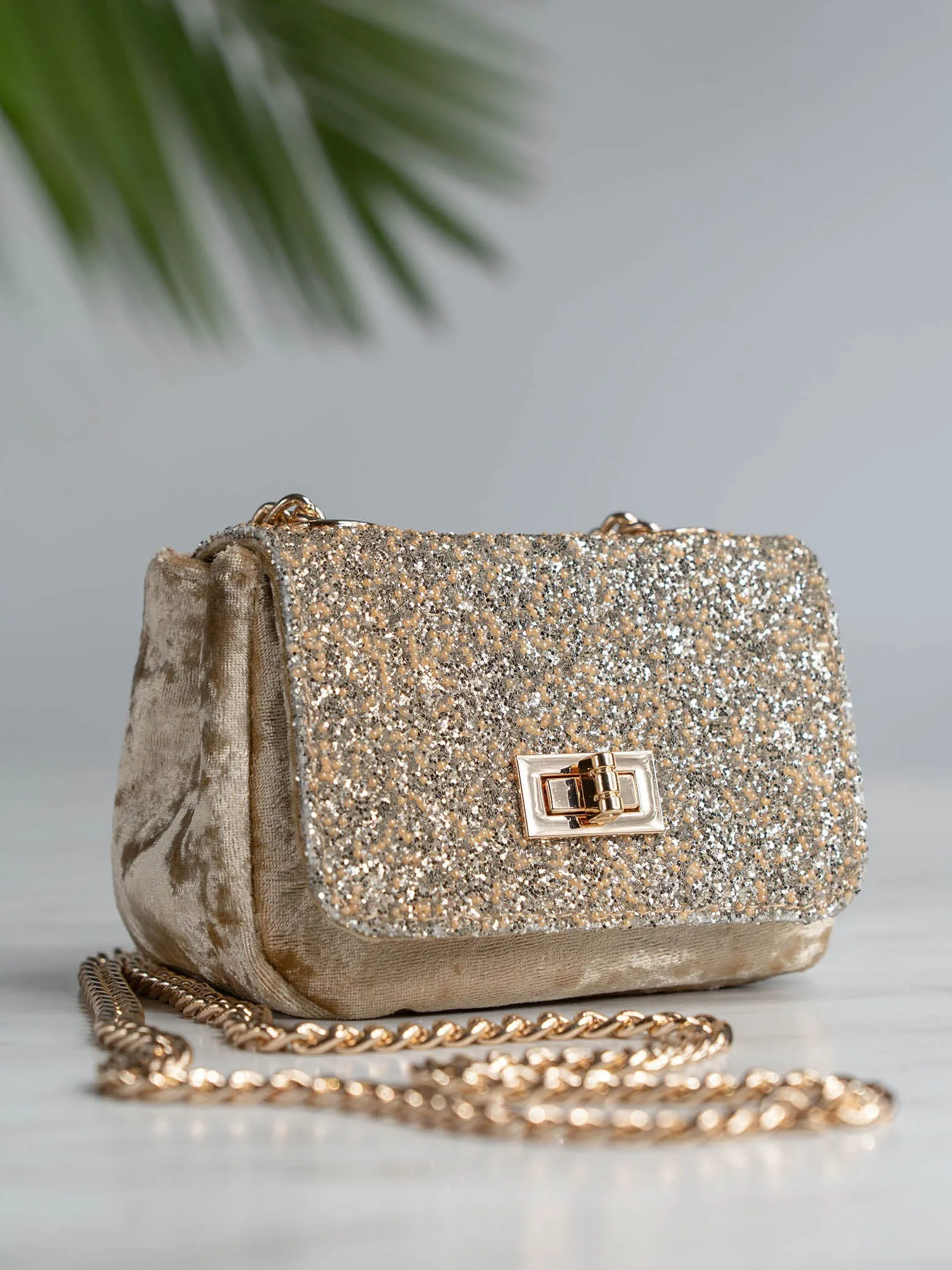 Women Gold Embellished Sling Bag