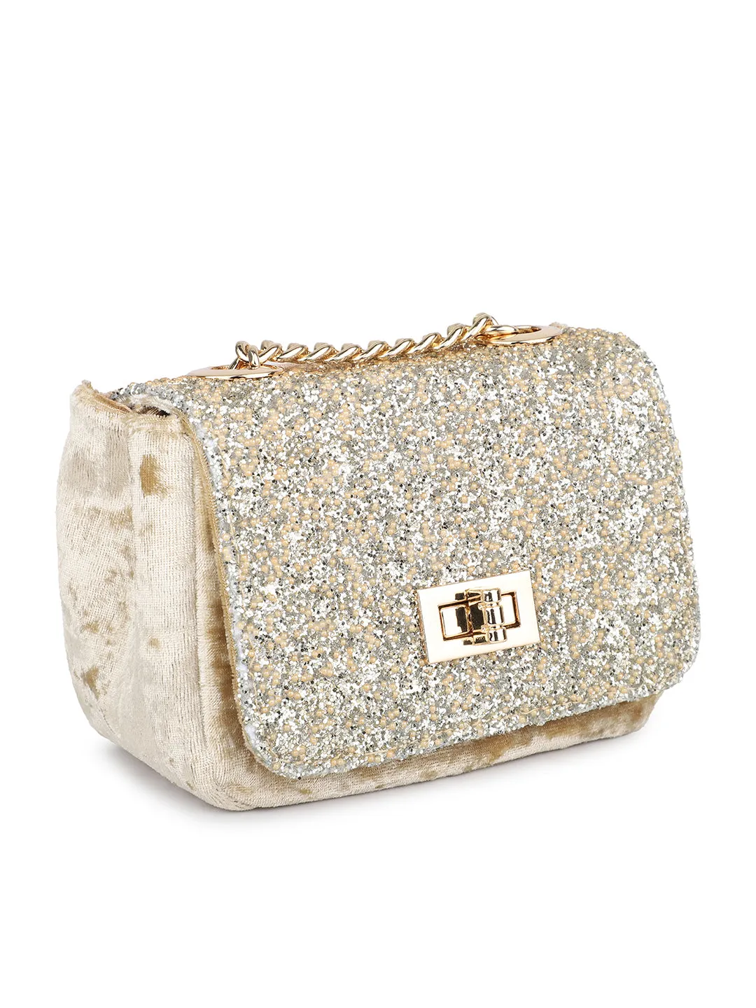 Women Gold Embellished Sling Bag